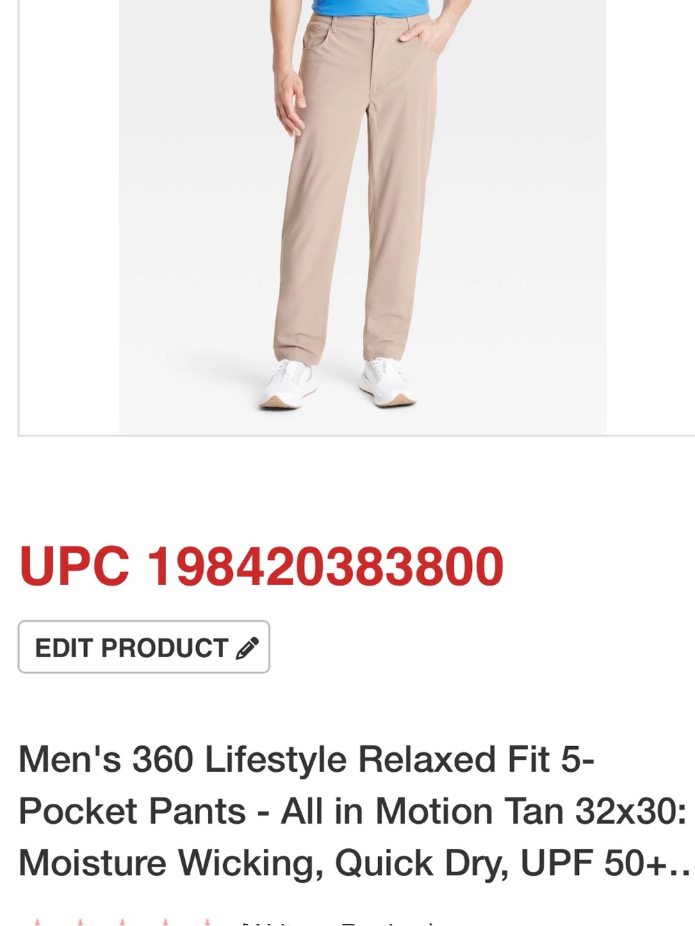 all in motion Men's Relaxed 5-Pocket Chinos - Light Tan